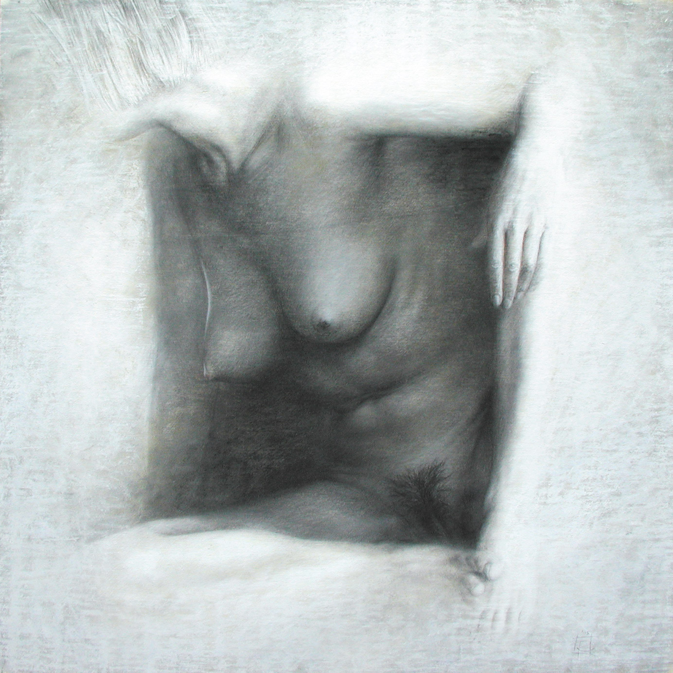 „Dunkles Quadrat“ . Pastellkreide auf Holz . 60 x 60 cm . 2005