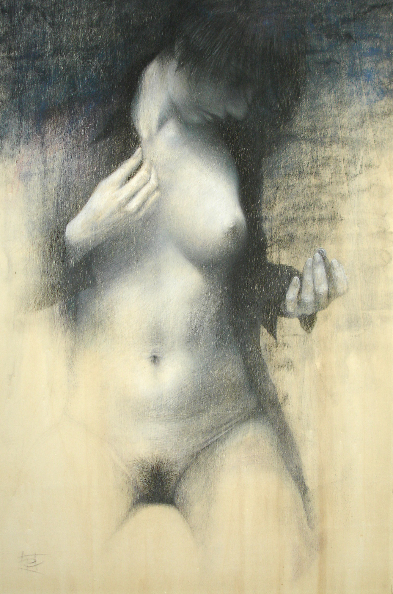 „Der Knopf“ . Pastellkreide auf Holz . 36 x 55 cm . 2007 . verkauft