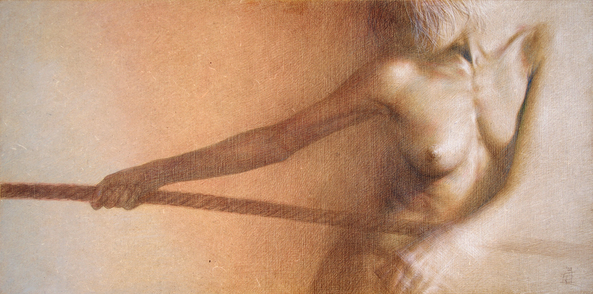„Das Tau“ . Farbstift und Pastell auf MDF . 60 x 30 cm . 2008