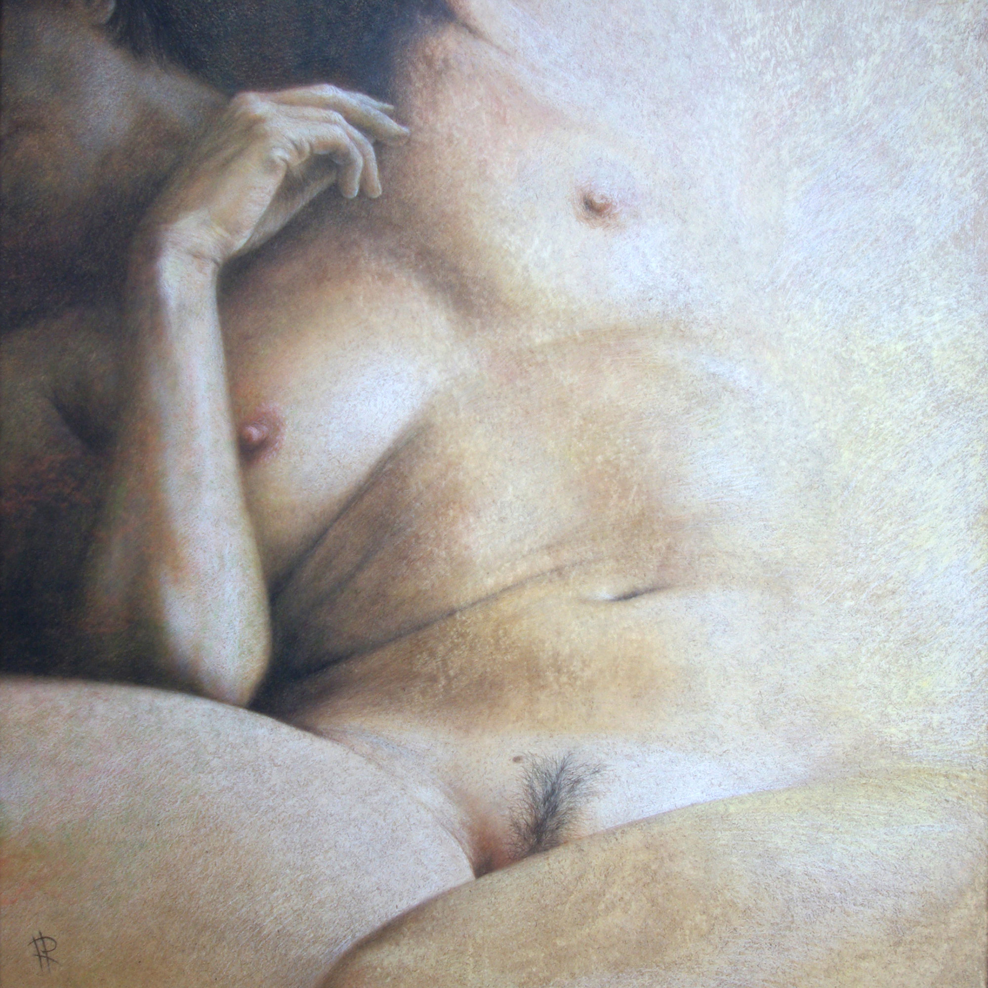 „Torso II“ . Blei-, Farbstift und Kreide auf MDF . 60 x 60 cm . 2015